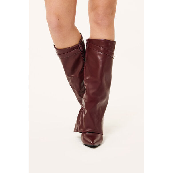 Bordeaux - Bottes Vegan Brillantes Hautes